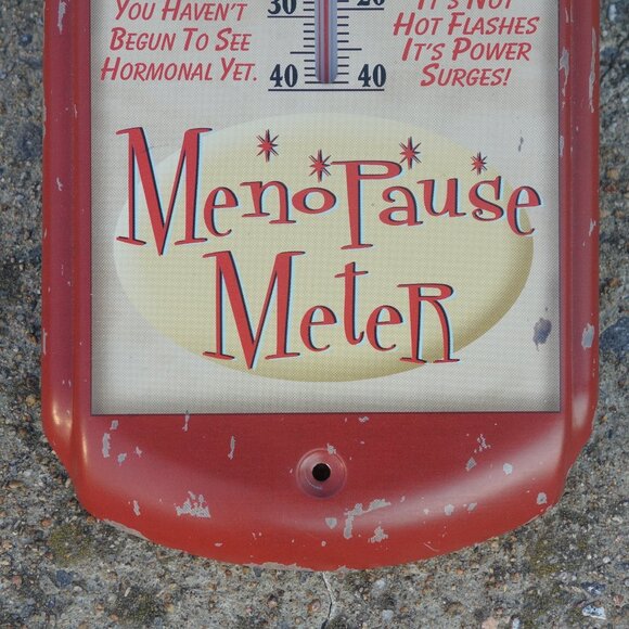 Vintage MenoPauseMeter Metal Thermometer with Mounting Holes and Screws - Picture 4 of 11